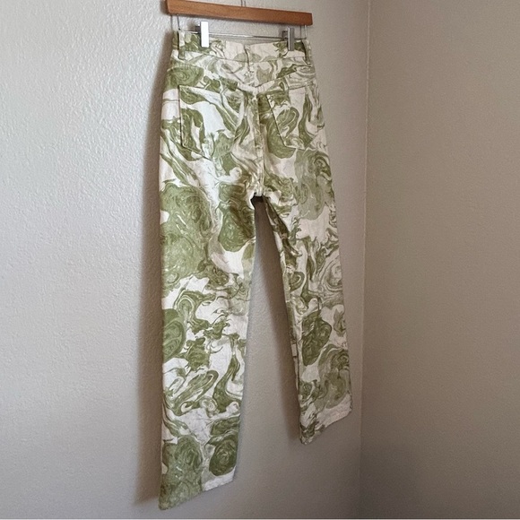 Reformation Marble High-Rise Straight-Leg Jeans Avocado Swirl Size 27 - Picture 5 of 14